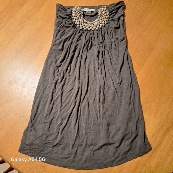Olive Green Strapless Dress with Beading Detail forever 21 size small - Picture 1 of 3